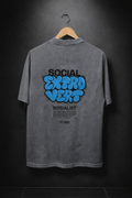 Social Extrovert Acid Wash Oversized Streetwear T-Shirt – Grey