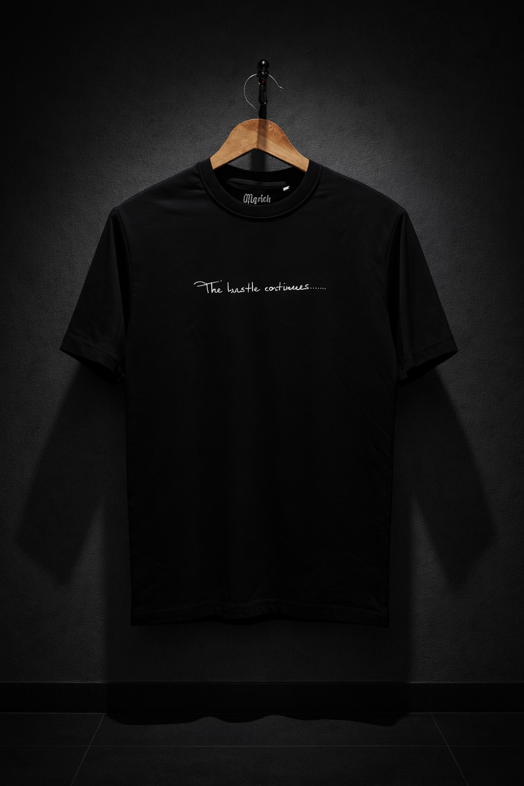 The Hustle Continues Minimal Oversized Streetwear T-Shirt – Black