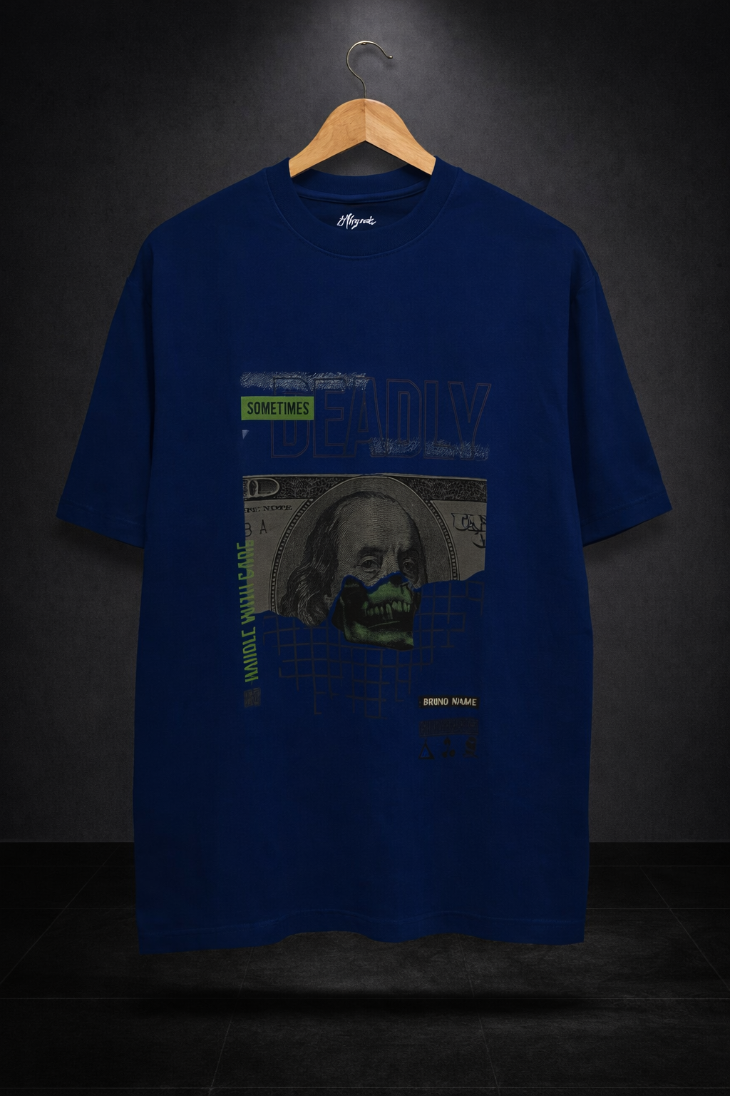 Deadly Money Graphic Oversized Streetwear T-Shirt – Royal Blue