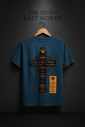 The Seven Last Words Cross Graphic Oversized Streetwear T-Shirt – Teal Blue