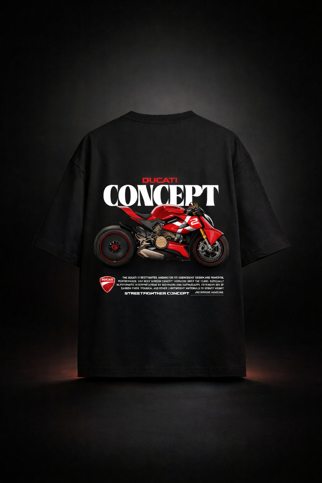 Concept Motorcycle Graphic Oversized T-Shirt – Black