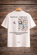 Your Plan God's Plan Butterfly Graphic Oversized T-Shirt for Men | Premium 100% Cotton Streetwear Tee