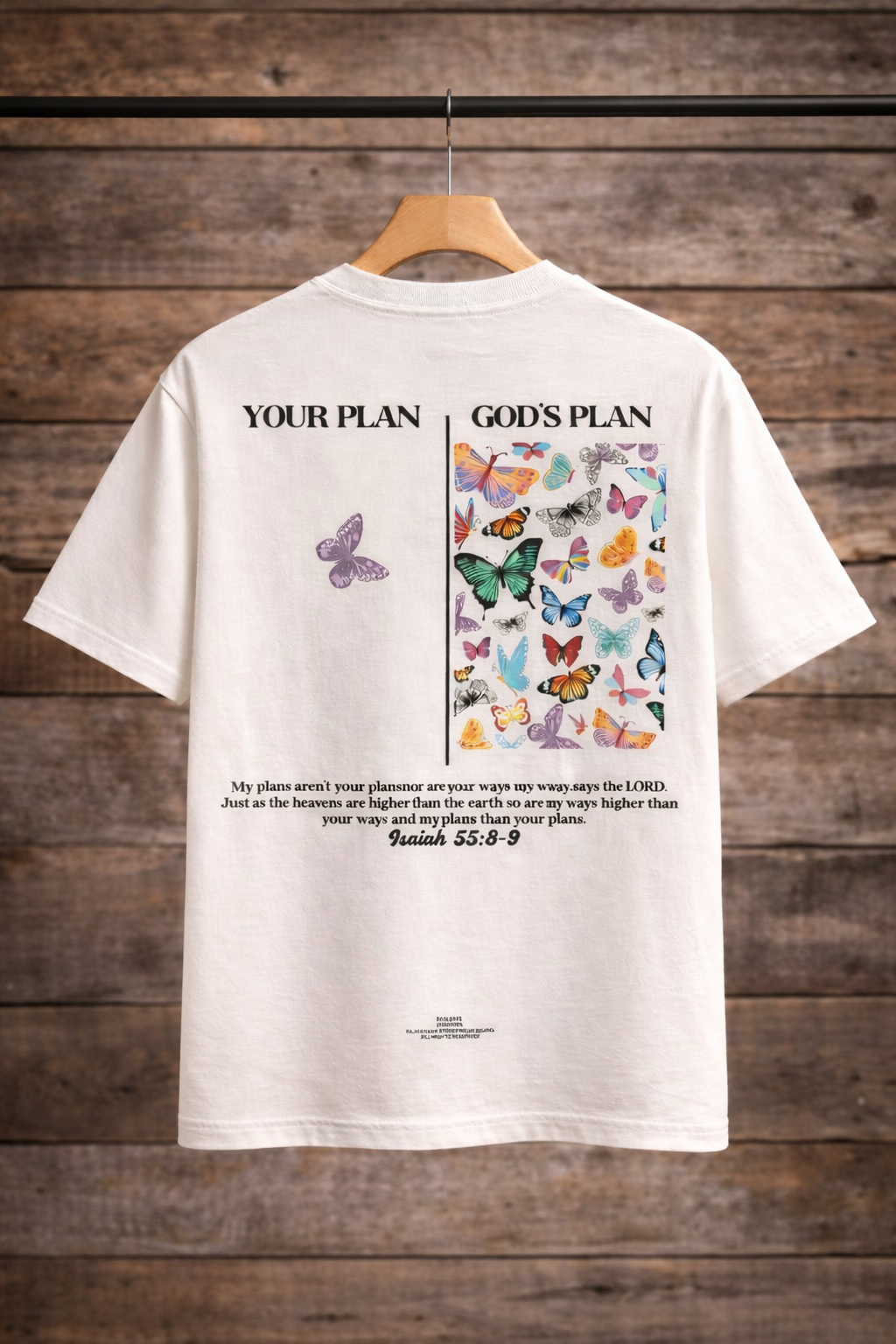 Your Plan God's Plan Butterfly Graphic Oversized T-Shirt for Men | Premium 100% Cotton Streetwear Tee