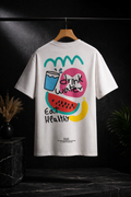 Drink Water Eat Healthy Graphic Oversized T-Shirt for Men | Premium 100% Cotton Streetwear Tee