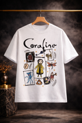 Coraline Inspired Graphic Oversized T-Shirt for Men | Premium 100% Cotton Streetwear Tee