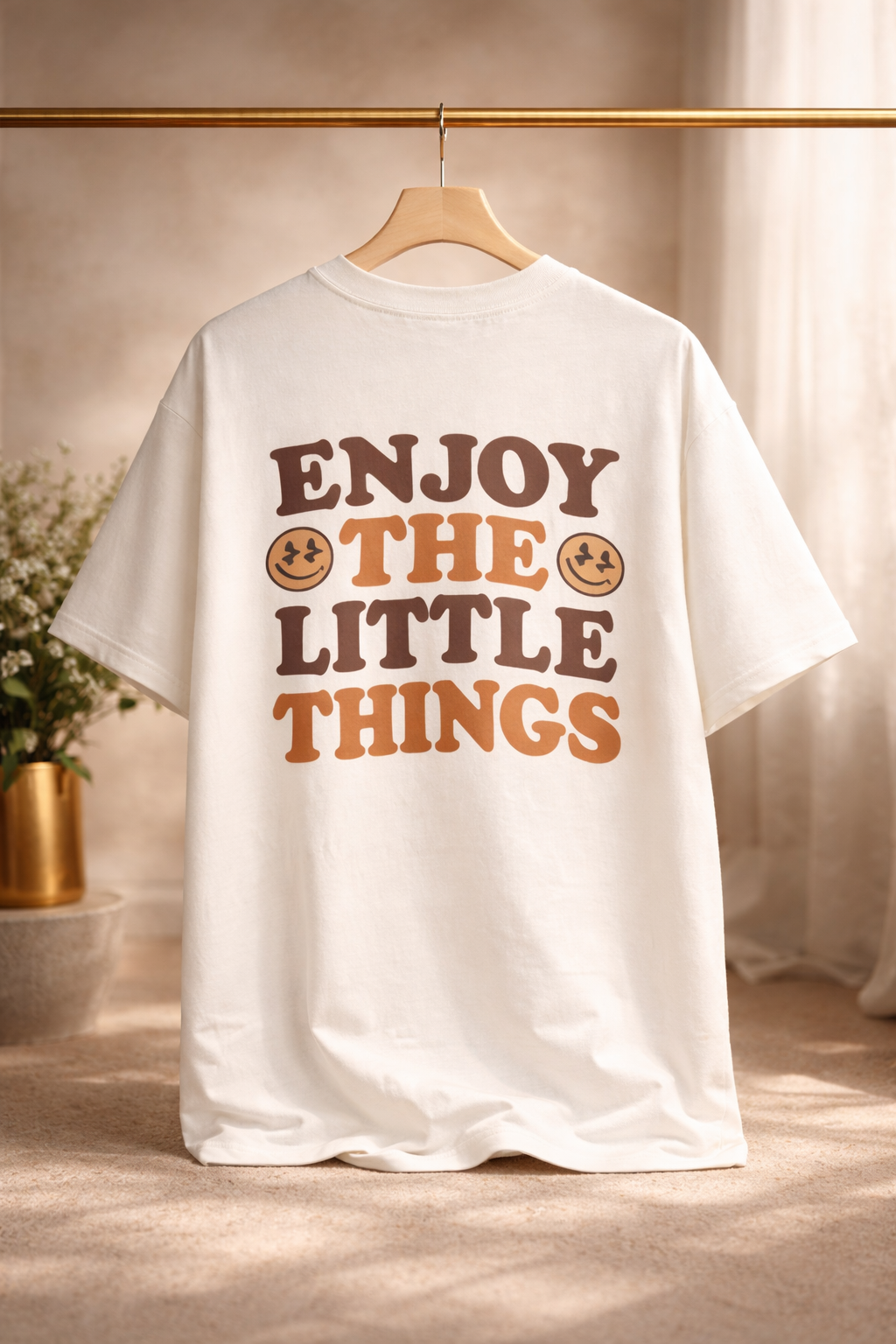 Enjoy the Little Things Typography Oversized T-Shirt for Men | Premium 100% Cotton Minimal Streetwear Tee