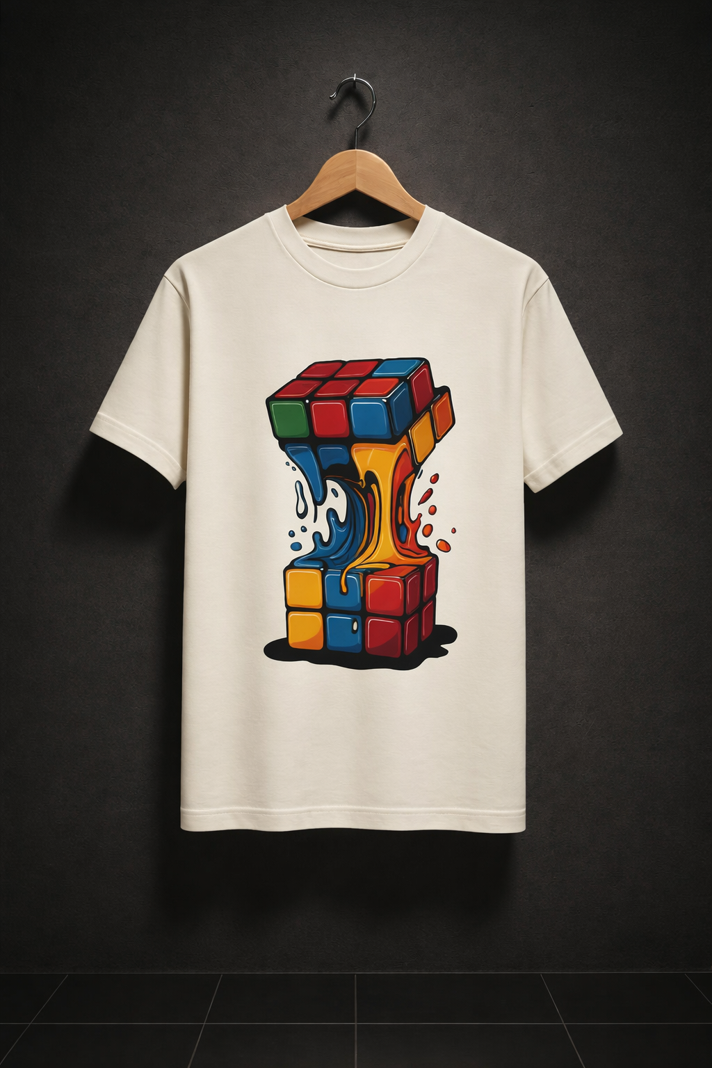 Abstract Palette Minimal Oversized Streetwear T-Shirt – Off White