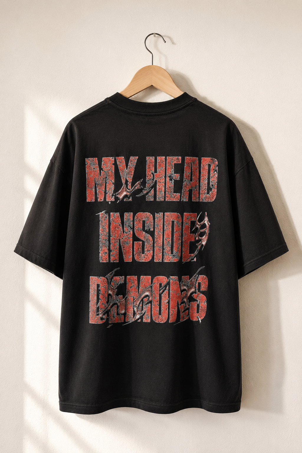 My Head Inside Demons Graphic Oversized T-Shirt – Premium Cotton Streetwear Tee for Men