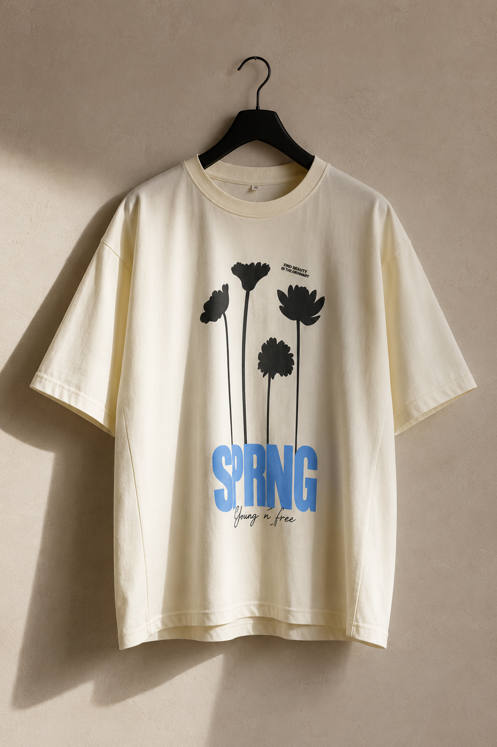 Spring Floral Graphic Oversized T-Shirt for Men | Premium Cotton Streetwear Tee